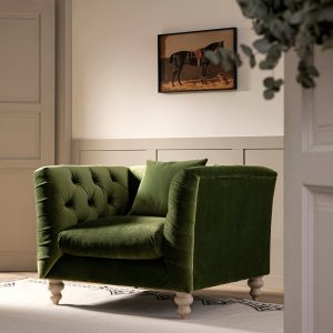 Home ashby chesterfield armchair, fern green velvet