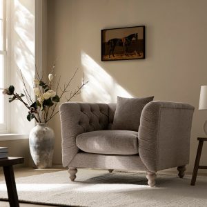 Home ashby chesterfield armchair, taupe chenille